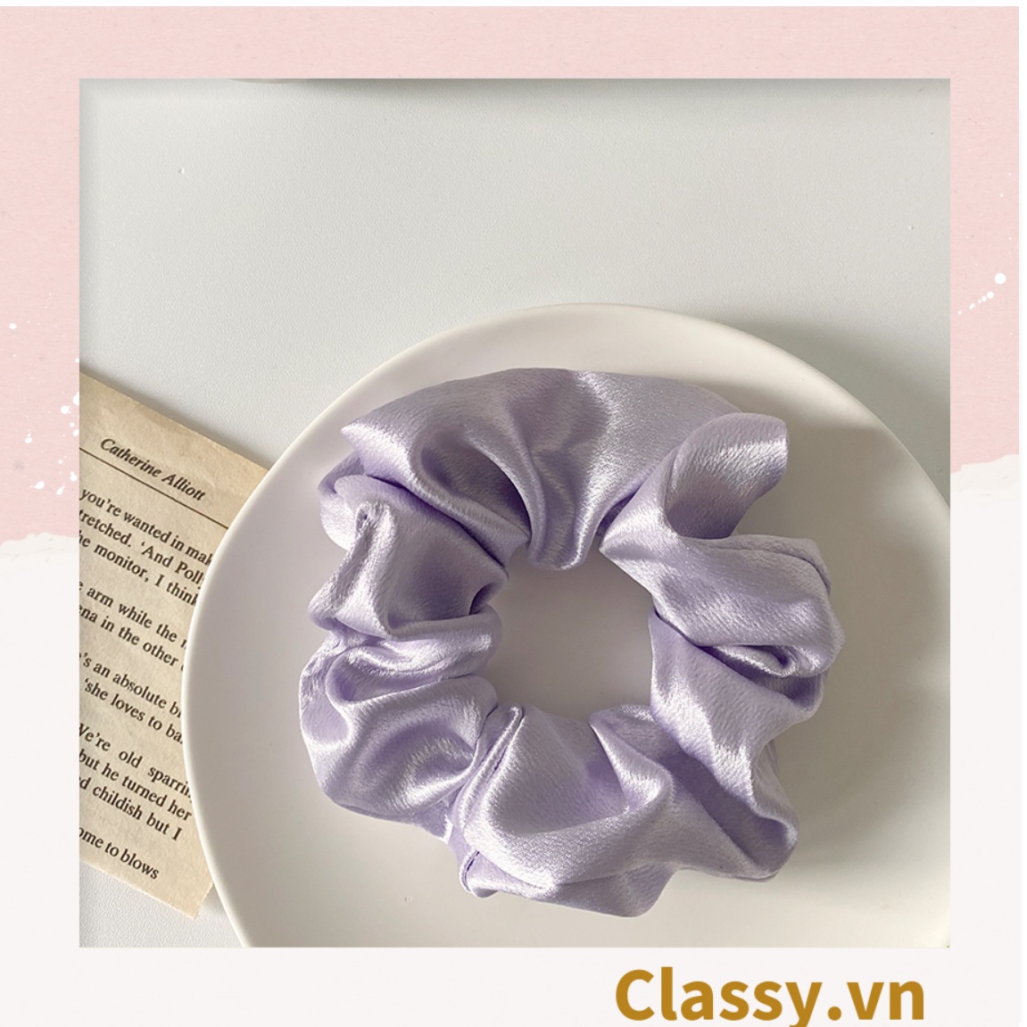 DÂY CỘT TÓC VẢI SCRUNCHIES SATIN MỜ HOT TREND, chất liệu satin mờ PK213