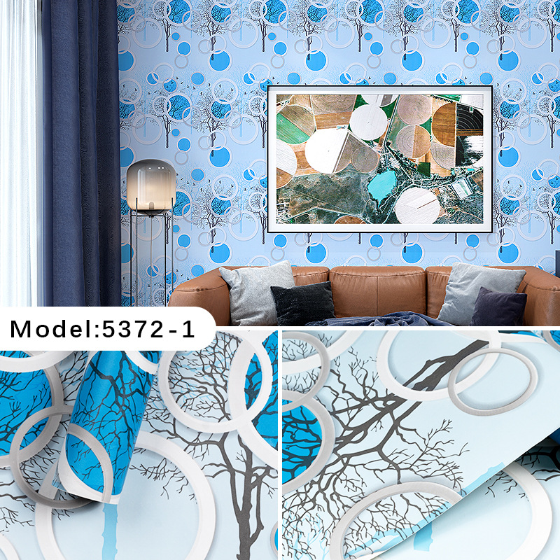Combo 10 mét giấy dán tường, decal dán tường trang trí nhà cửa Ô TRÒN XANH DƯƠNG khổ 45cm