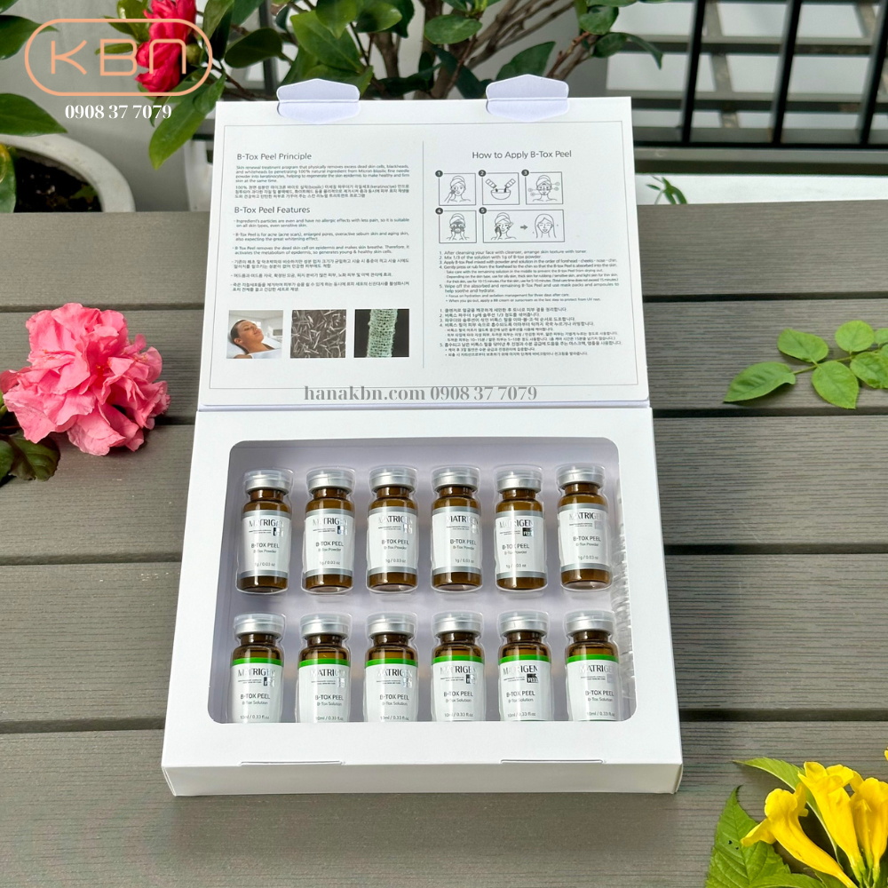 Tảo Peel Da B-TOX PEEL, Tảo Tái Tạo Da 2 Màu - 12 Lọ/ Hộp - Loại Bỏ Độc Tố, Mụn, Làm Sạch Da