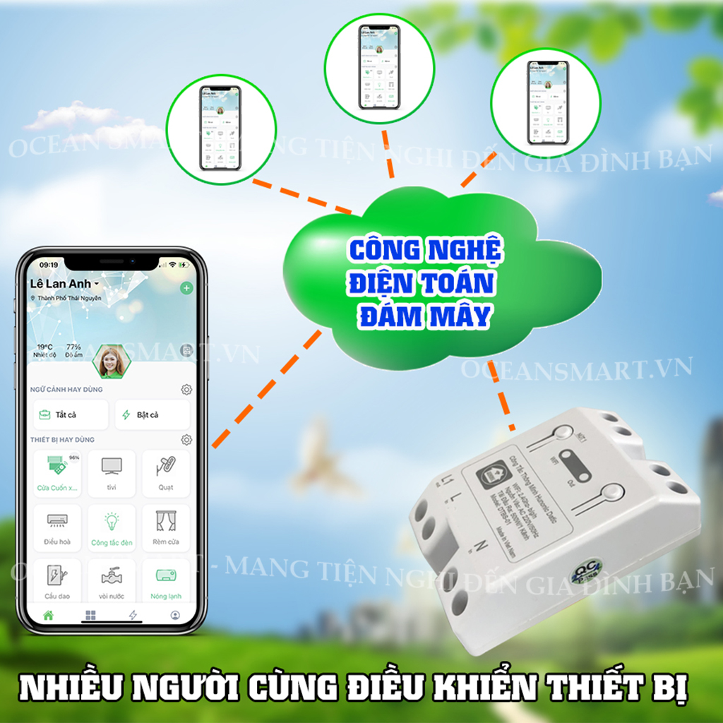 Công Tắc Cảm Ứng Wifi Thông Minh Hunonic, Giá Rẻ, Hẹn Giờ, Điều Khiển Từ Xa Qua Điện Thoại