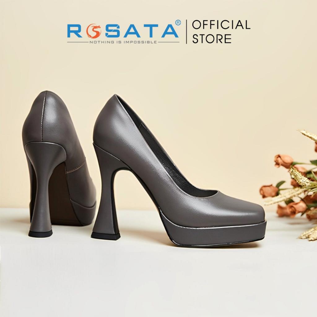 Giày cao gót ROSATA RO549 mũi nhọn xỏ chân êm ái gót cao 9cm xuất xứ Việt Nam - Đen