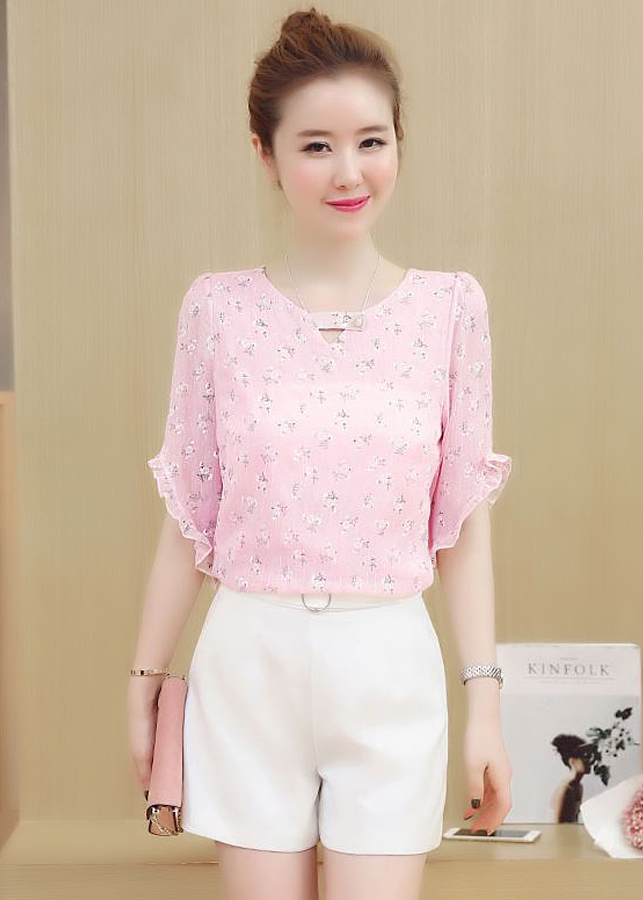 Áo Kiểu Nữ Tay Loa Hoa Nhí MS0093A