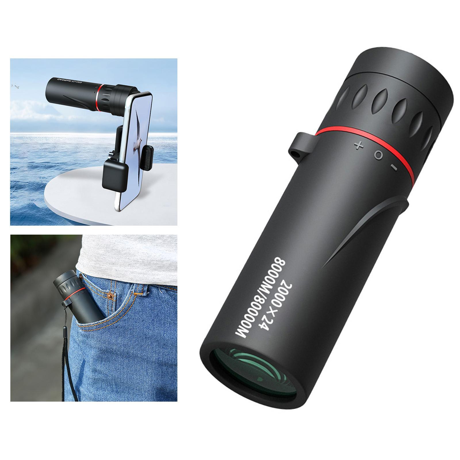 2000×24 Telescope Black Portable Telescope for Birds Watching Hiking Camping