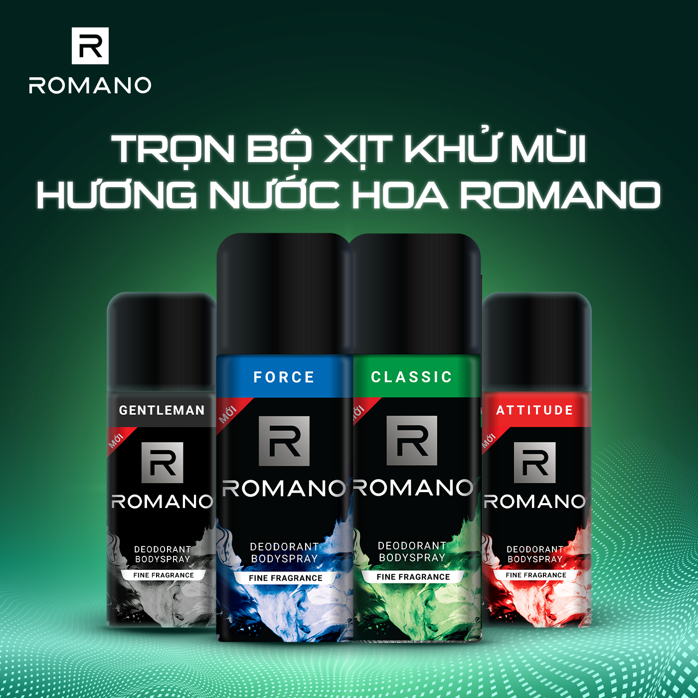 Combo 2 Xịt toàn thân Romano Force tươi mát năng động 150ml