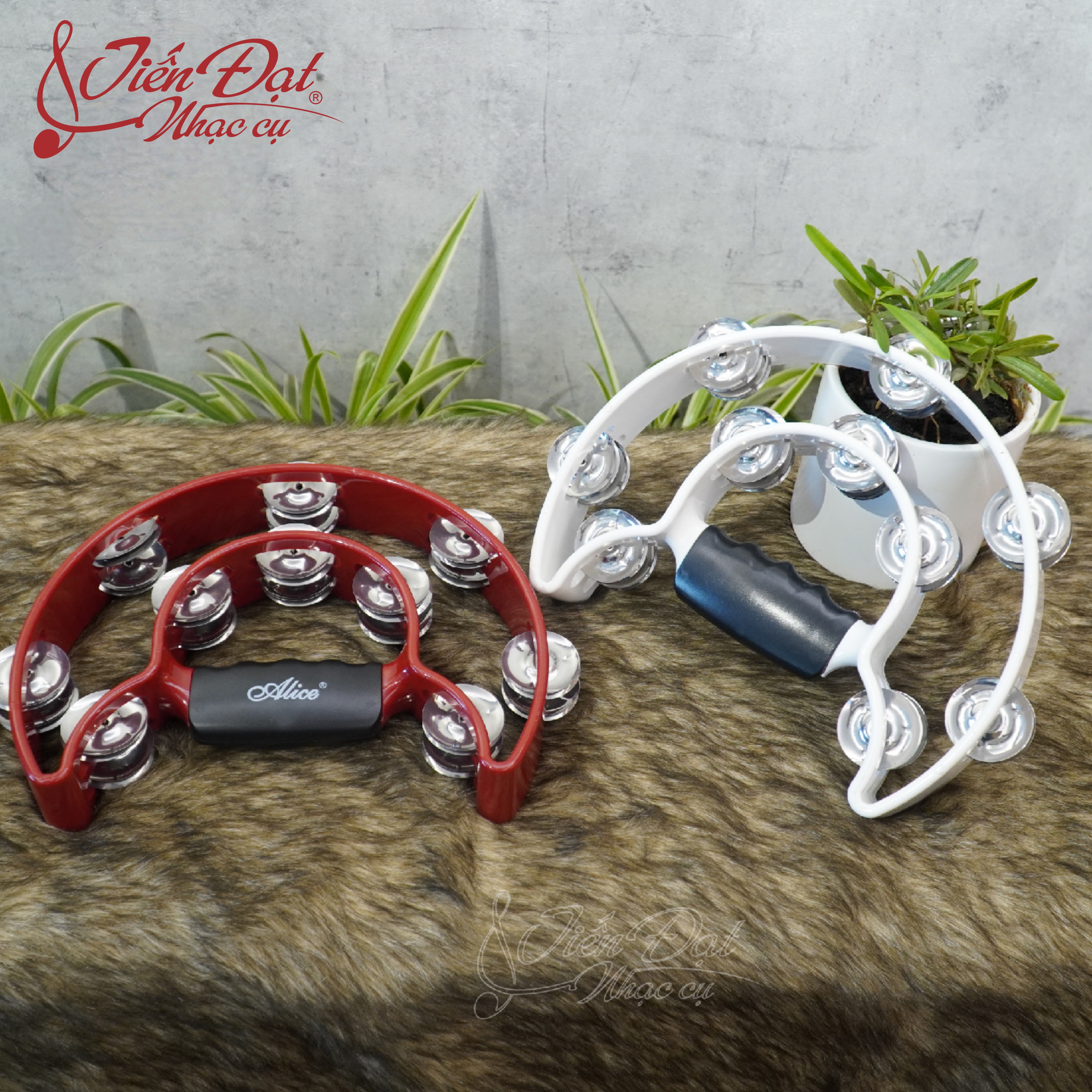 Trống Lắc, Trống Gõ Tambourine Loại Tròn - Khuyết Chất Liệu Nhựa Xi Inox Cao Cấp