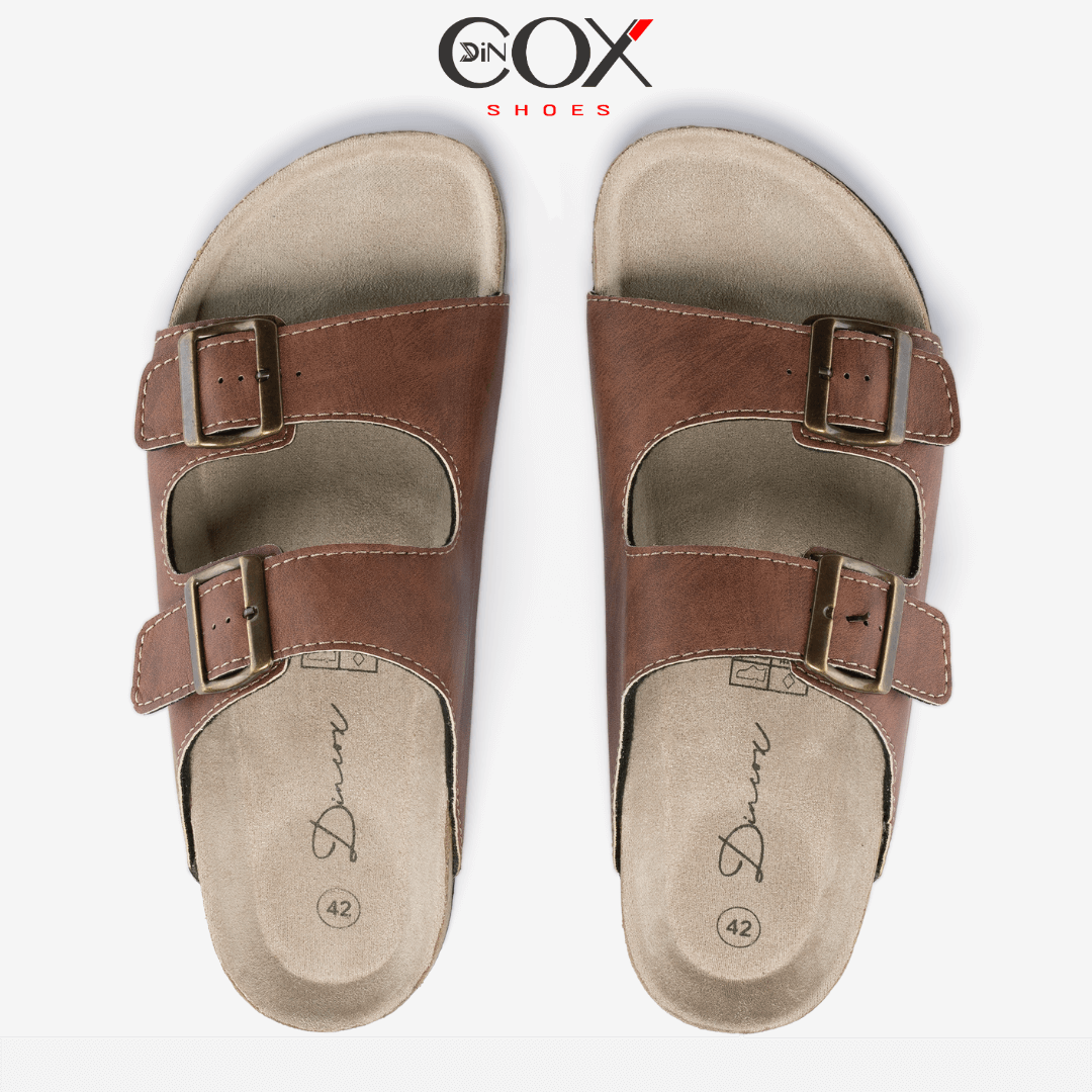 Dép Đế Trấu Nam 2 Khóa Brown DC01 Dincox