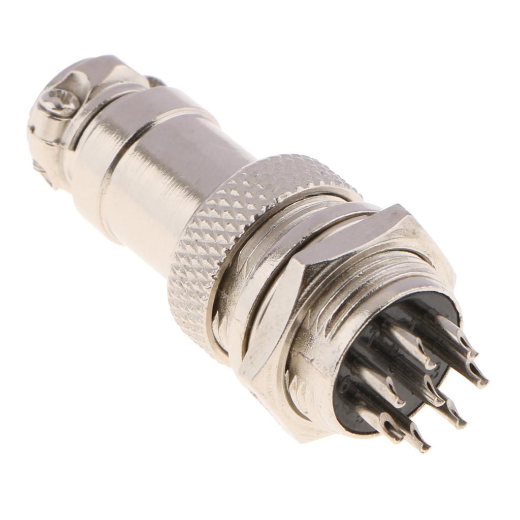 GX16-8Pins Kẽm Hợp Kim Bảng Điều Khiển Gắn Hình Tròn Hàng Không Kết Nối Cáp Cắm Ổ Cắm 2 Gói