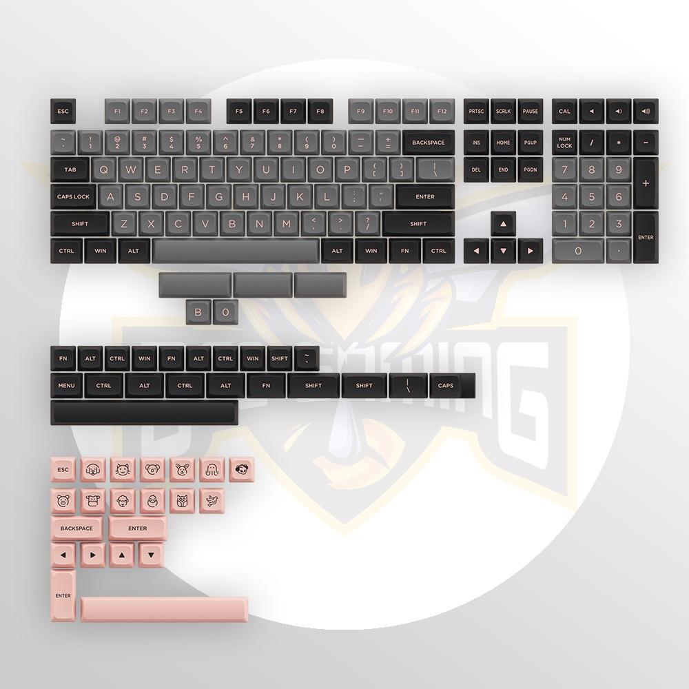 Bộ keycap chính hãng AKKO - Black Pink (PBT Double Shot / ASA-Low Profile / 155 nút)