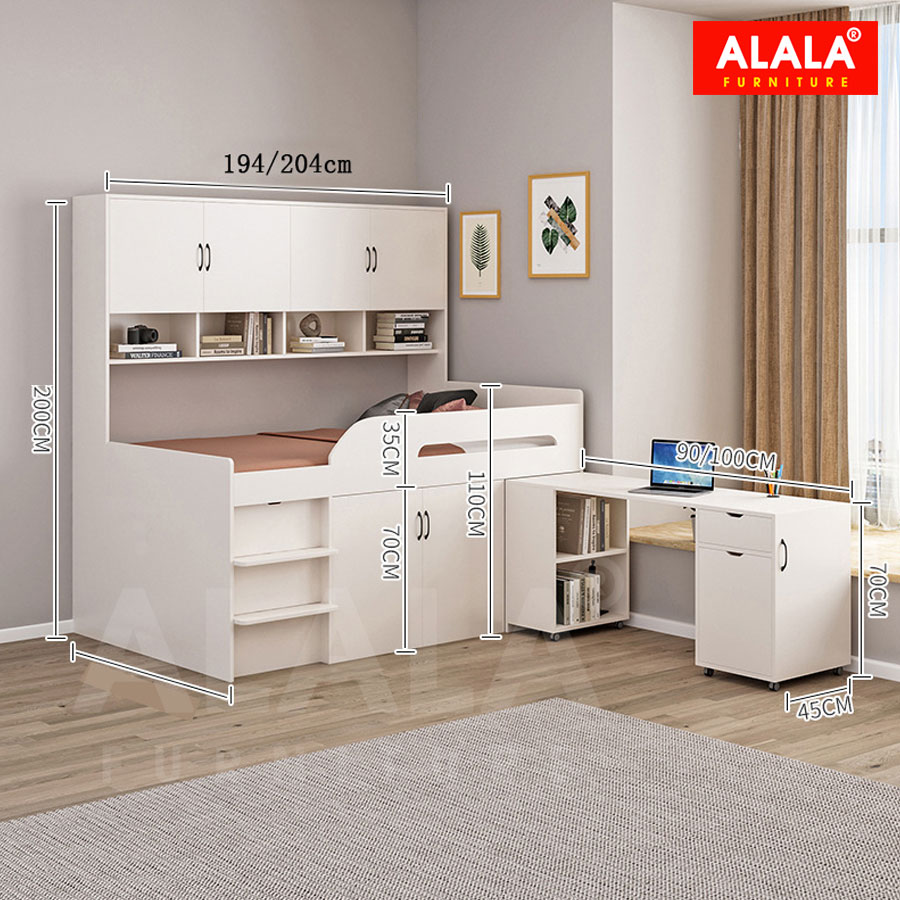 Giường tầng thấp ALALA161 đa năng/ Miễn phí vận chuyển và lắp đặt/ Đổi trả 30 ngày/ Sản phẩm được bảo hành 5 năm từ thương hiệu ALALA/ Chịu lực 700kg