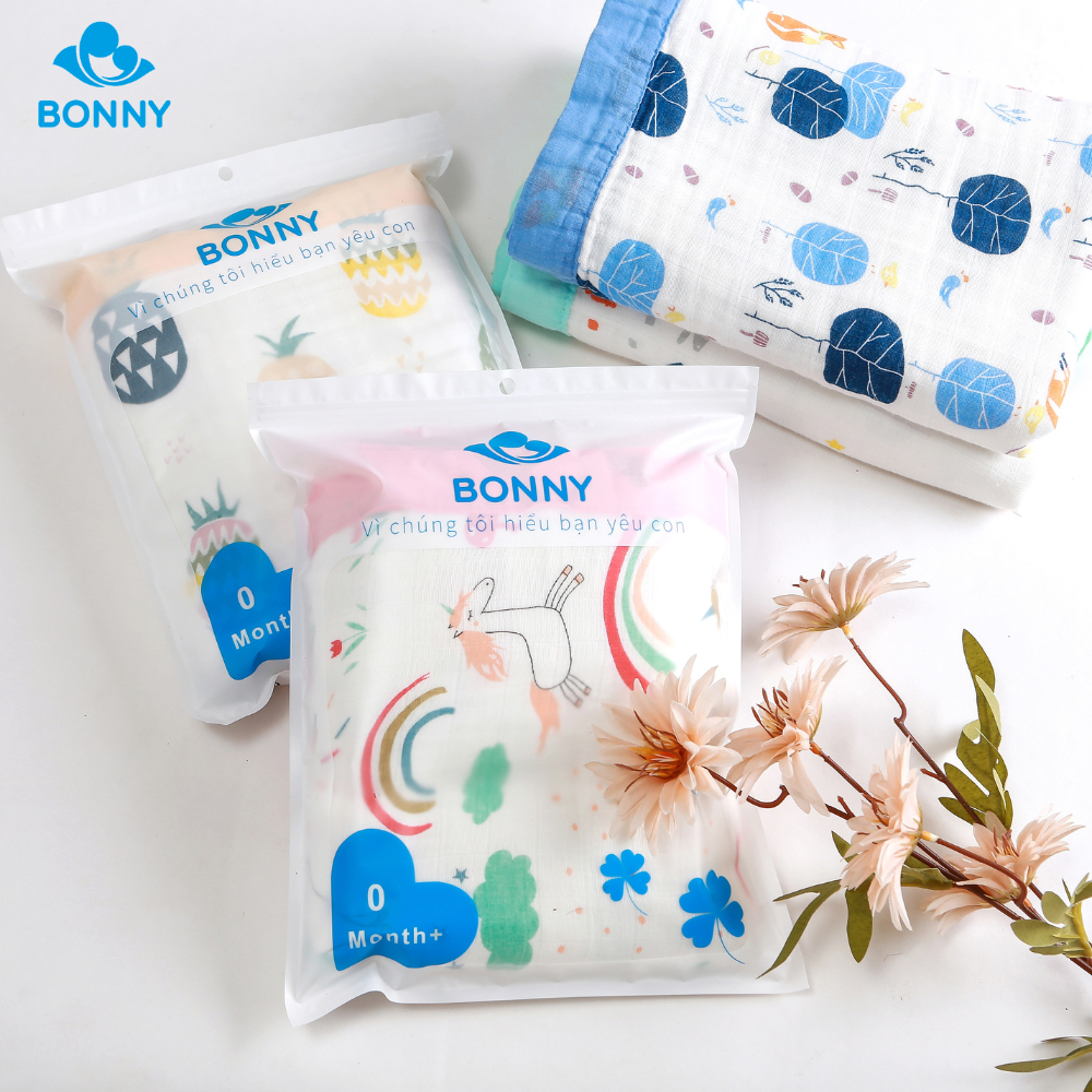 Chăn Đắp, Khăn Tắm Và Quấn Ủ Bonny 100% Sợi Tre Lụa 4 Lớp Siêu Mềm, Thấm Hút, An Toàn Cho Làn Da Của Bé Yêu