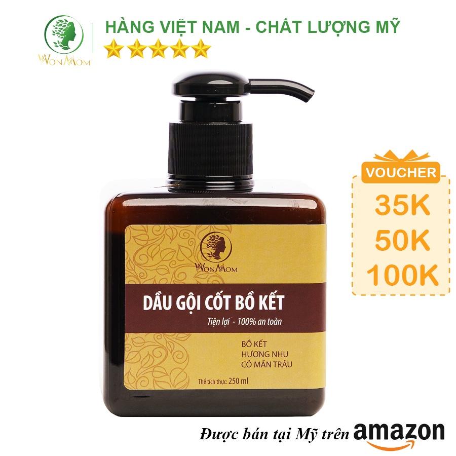 Dầu Gội Cốt Bồ Kết Sạch Gàu, Nuôi Dưỡng Tóc Đen Mượt Wonmom 250ml