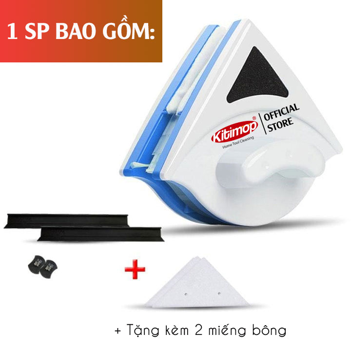 Lau kính 2 mặt, lau kính chung cư Kitimop miếng lau kính bể cá nam châm hút mạnh chính hãng cao cấp - Tặng kèm bộ sơ cua