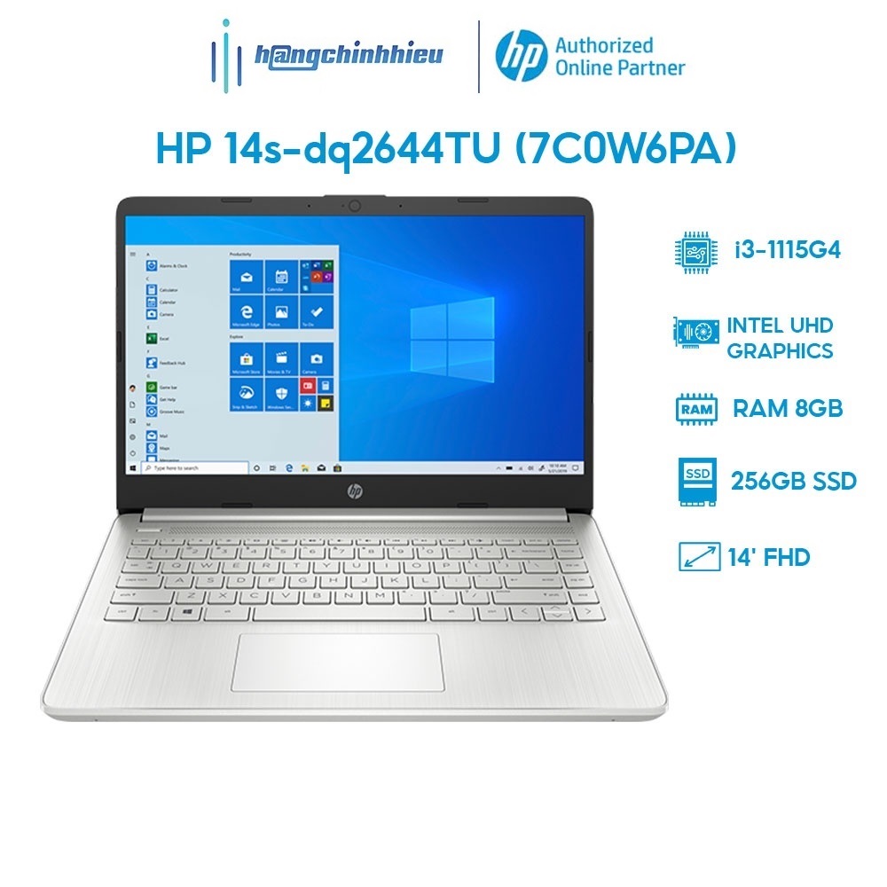 Laptop HP 14s-dq2644TU 7C0W6PA i3-1115G4 | 8GB | 256GB | 14' FHD Hàng chính hãng