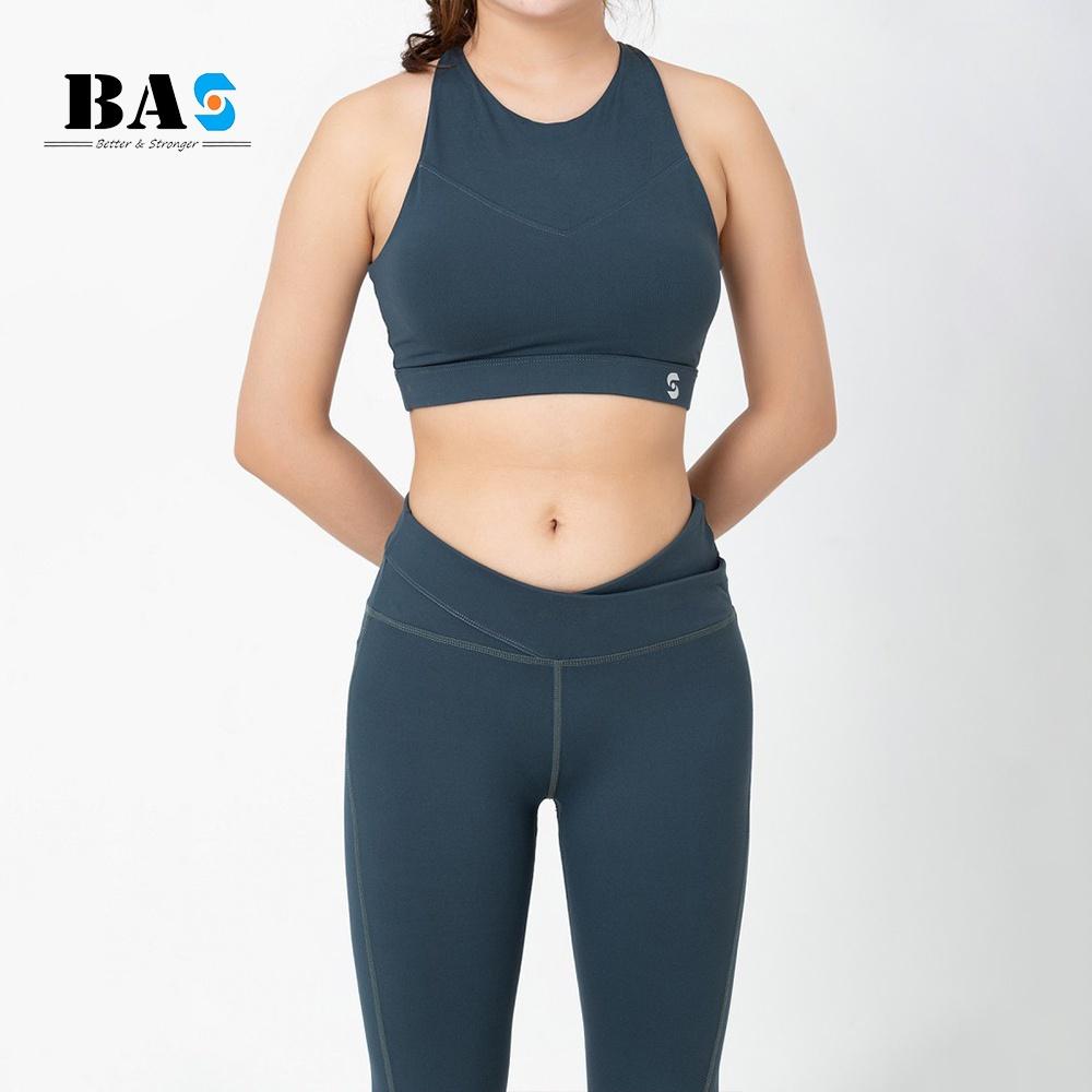 Bộ đồ tập gym yoga nữ áo bra 2 lớp phối legging dài cạp chéo cách điệu trẻ trung - S40042