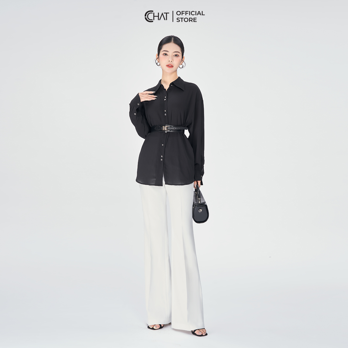 Áo Sơ Mi Nữ Kiểu Nẹp Đôi Dáng Suông Chất Chiffon Cao Cấp 53FDE2021ST
