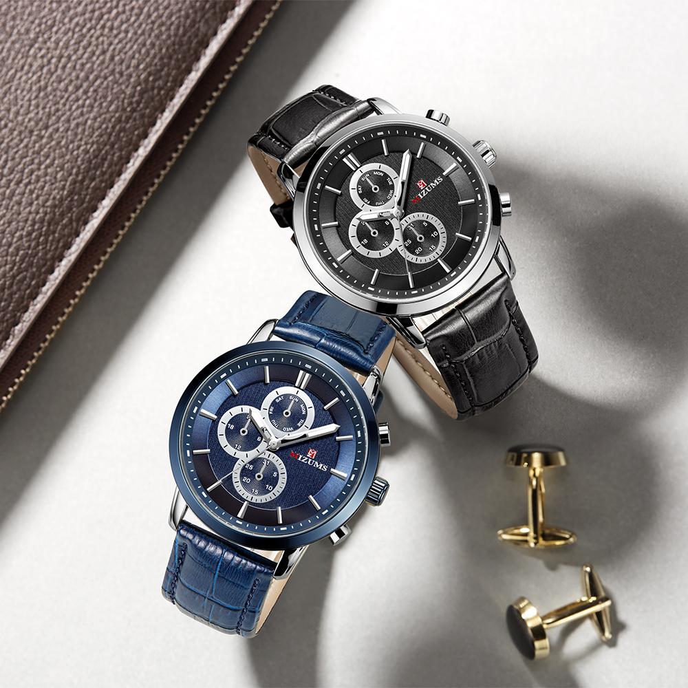 Đồng hồ đeo tay MIZUMS dây đeo bằng da,không thấm nước