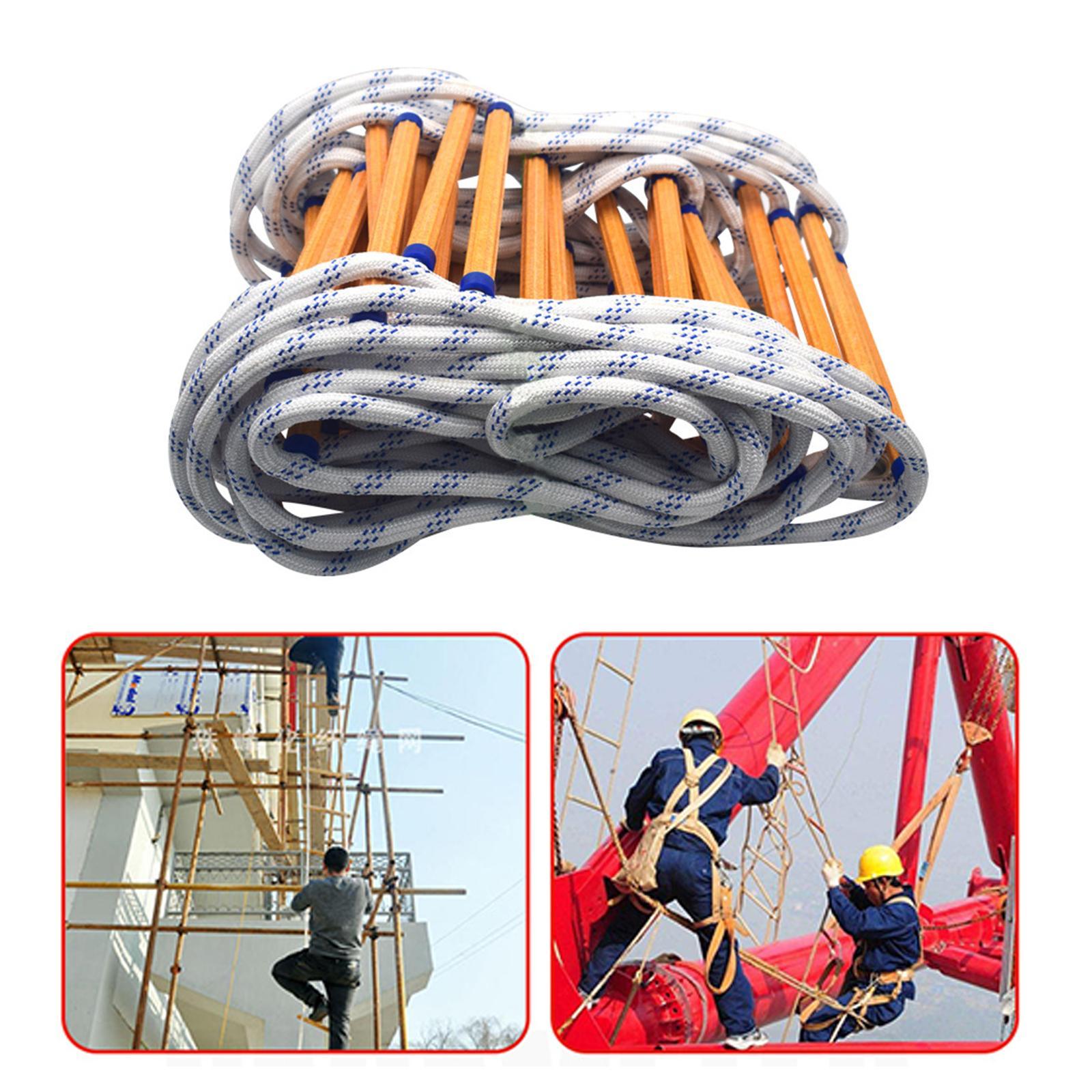 Emergency Fire Escape Ladder, Flame Resistant, Safety Rope Ladder with Hooks, Fast to Deploy
