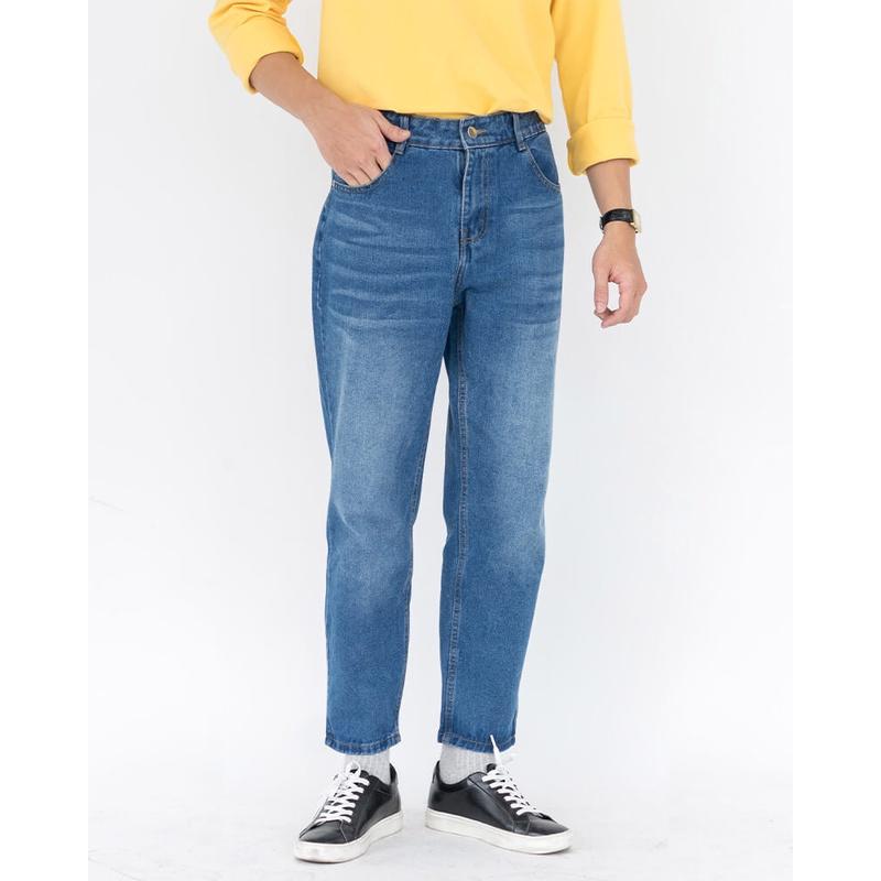 Quần jeans nam dáng suông SSSTUTTER chất liệu denim cao cấp dài đến mắt cá chân grinding jeans