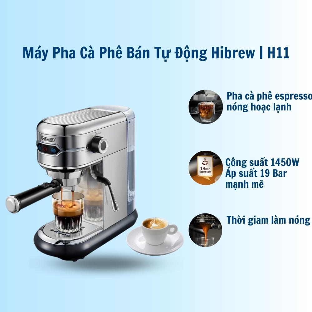 Máy Pha Cà Phê Hibrew H11 Pha Cafe Espresso Bán Tự Động, Mini Nhỏ Gọn Cho Gia Đình, Văn Phòng, Hot And Cold - Hàng nhập khẩu