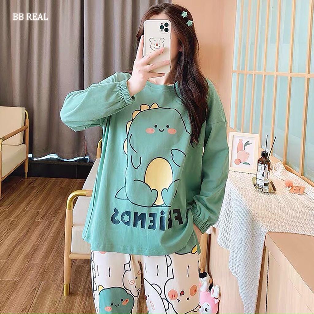 Đồ Bộ Mặc ở Nhà Bộ Đồ Ngủ Nữ Quần Dài Pijama Thun Lạnh Đẹp Freesize Từ 45-60Kg - BB REAL