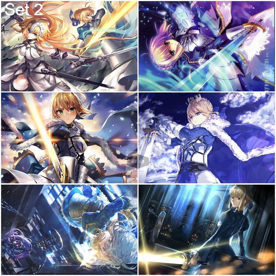 Bộ 6 Áp phích - Poster Anime Fate - Cuộc Chiến Giành Chén Thánh (bóc dán) - A3,A4,A5