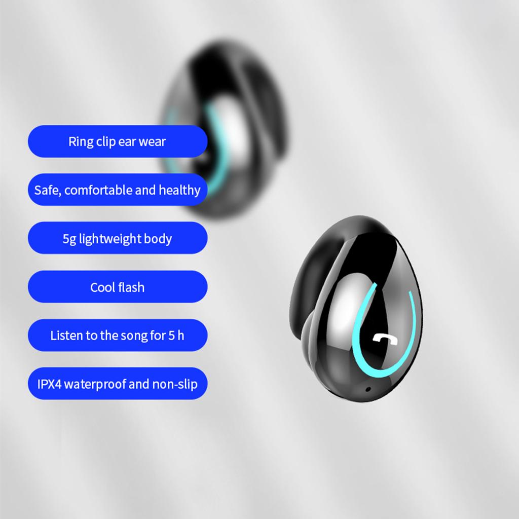 Single Wireless Earbud, Bluetooth 5.0 Earbuds Headphone, Ear Clip Headphones with Mic, Deep Bass, Touch Control, for Sport