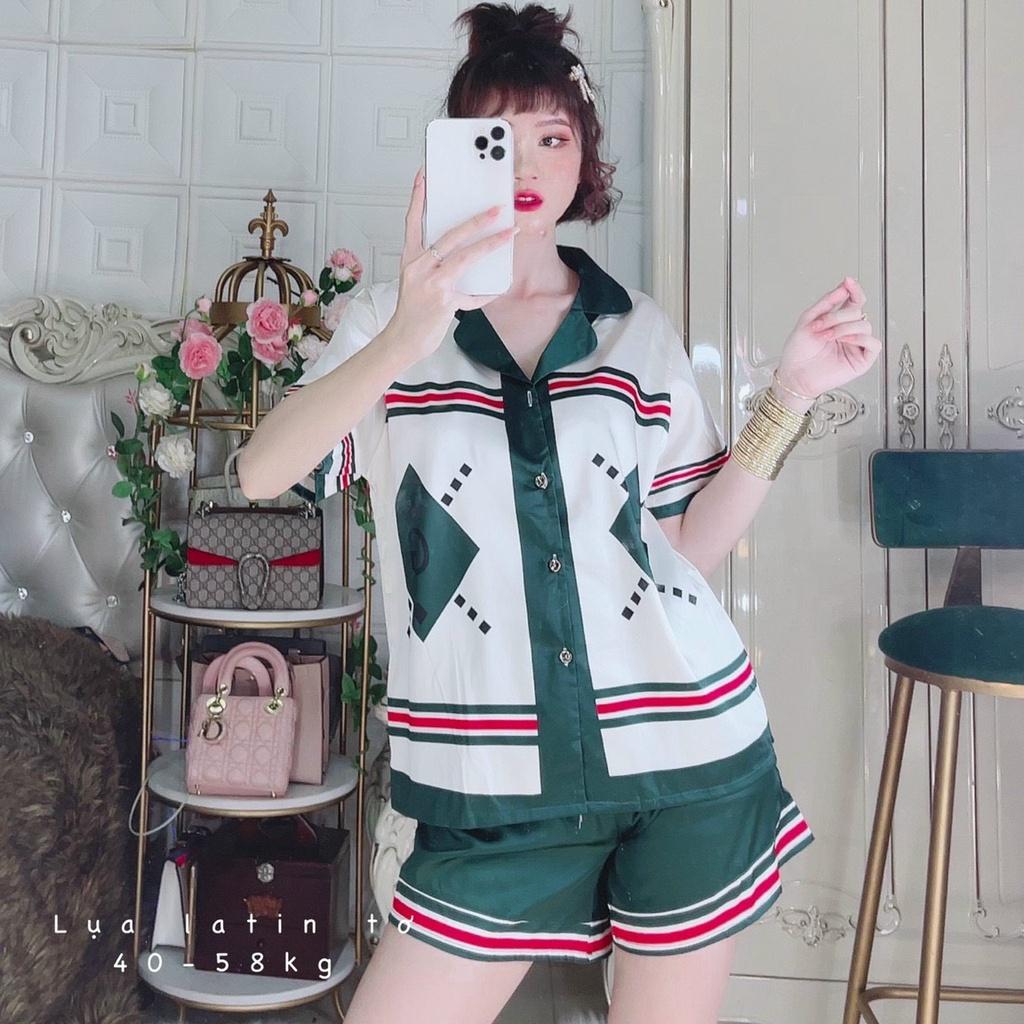 Đồ ngủ nữ Pijama tay ngắn quần đùi dễ thương vải lụa thiết kế freesize dưới 62kg MY STORE S04