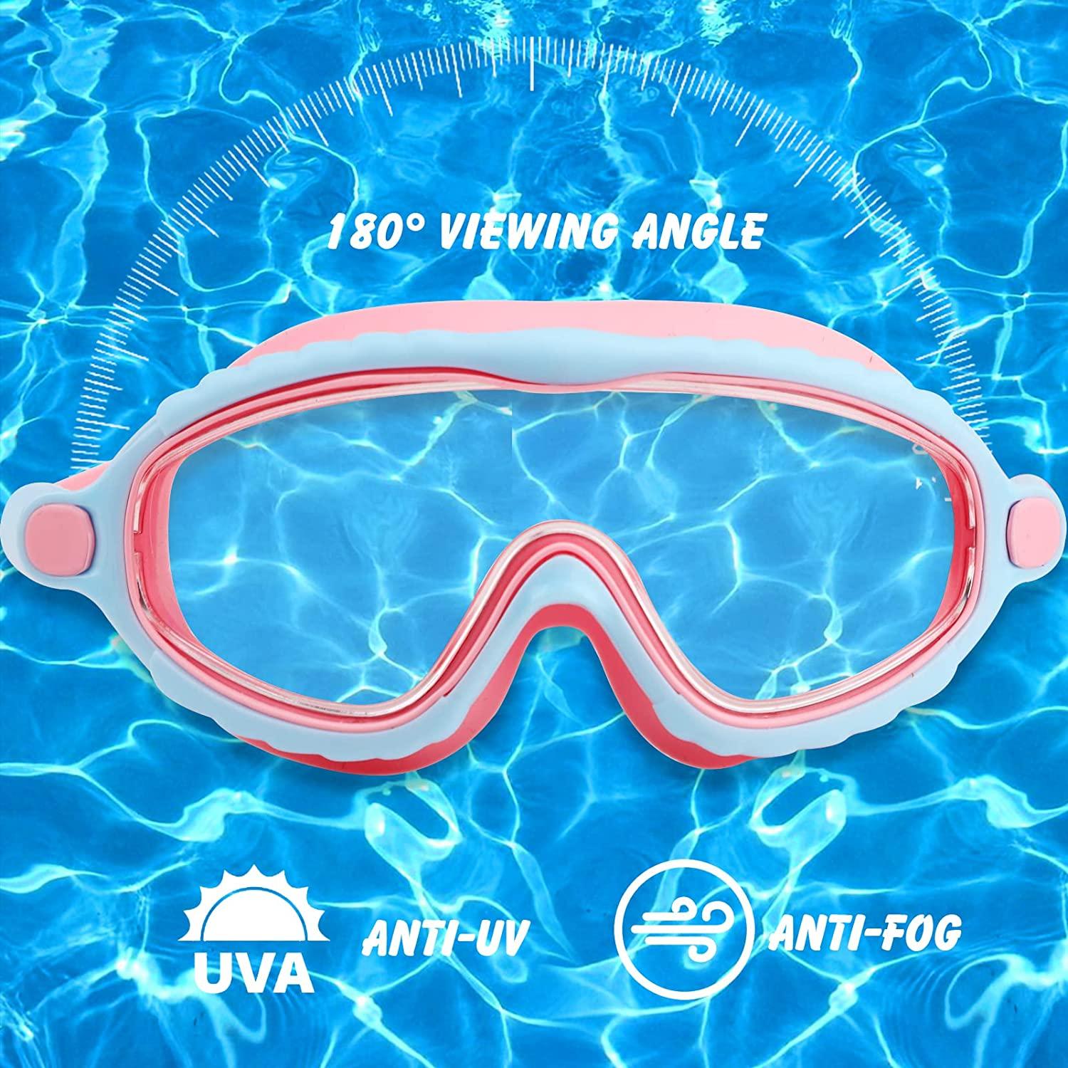 Kính Bơi Chống Thấm Nước Kèm Túi Di Động Kính Bơi Cho Trẻ 3-15 Tuổi Bé Trai Bé Gái Bơi Trong Nhà Và Ngoài Trời
