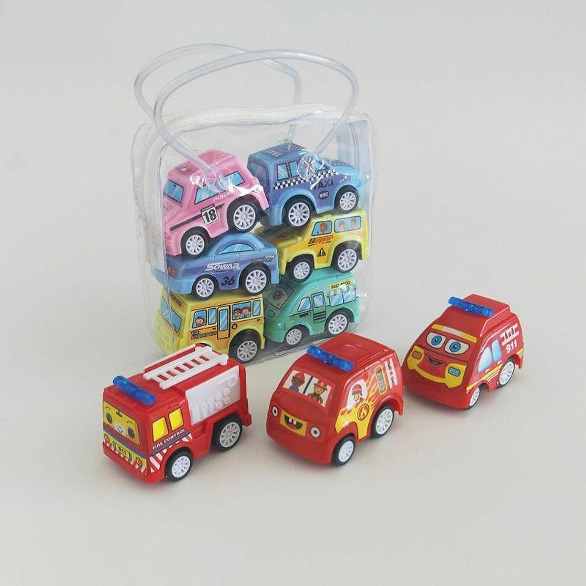 Túi 6 Xe Trớn Đồ Chơi Mini Cho Bé Thỏa Sức Vui Chơi