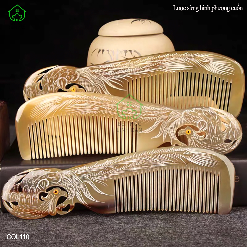 Lược Sừng Xuất Nhật  Hình Phượng Cuốn