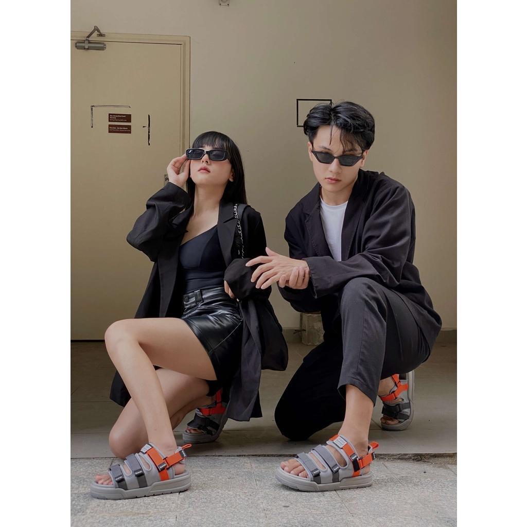 Giày sandal nam nữ unisex đi học quai ngang Buenas Sport SD6879 đen đế cao 3 phân