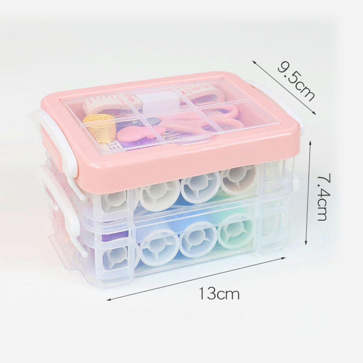 Hộp Kim Chỉ Khâu Đa Năng 2 Tầng 20 Chi Tiết Tiện Lợi Khâu Vá Quần Áo - Bộ Hộp Kim Chỉ May Vá Đa Năng