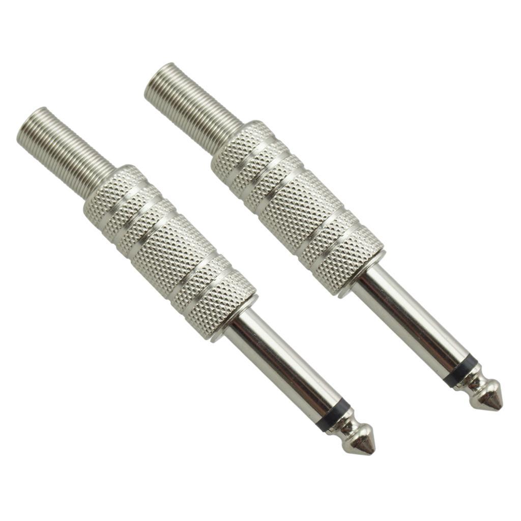 2-4pack 6.35mm Plug Audio Cable Amplifier Connector 1/4'' Mono for Guitar Bass