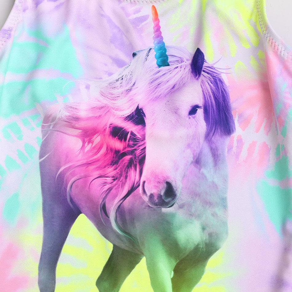 Kỳ Lân Ngựa Cô Gái Đồ Bơi Trẻ Em Một Mảnh 4-16Years Quần Bơi Trẻ Em Dây Buộc Bé Gái Áo Tắm Đi Biển Bơi 2021