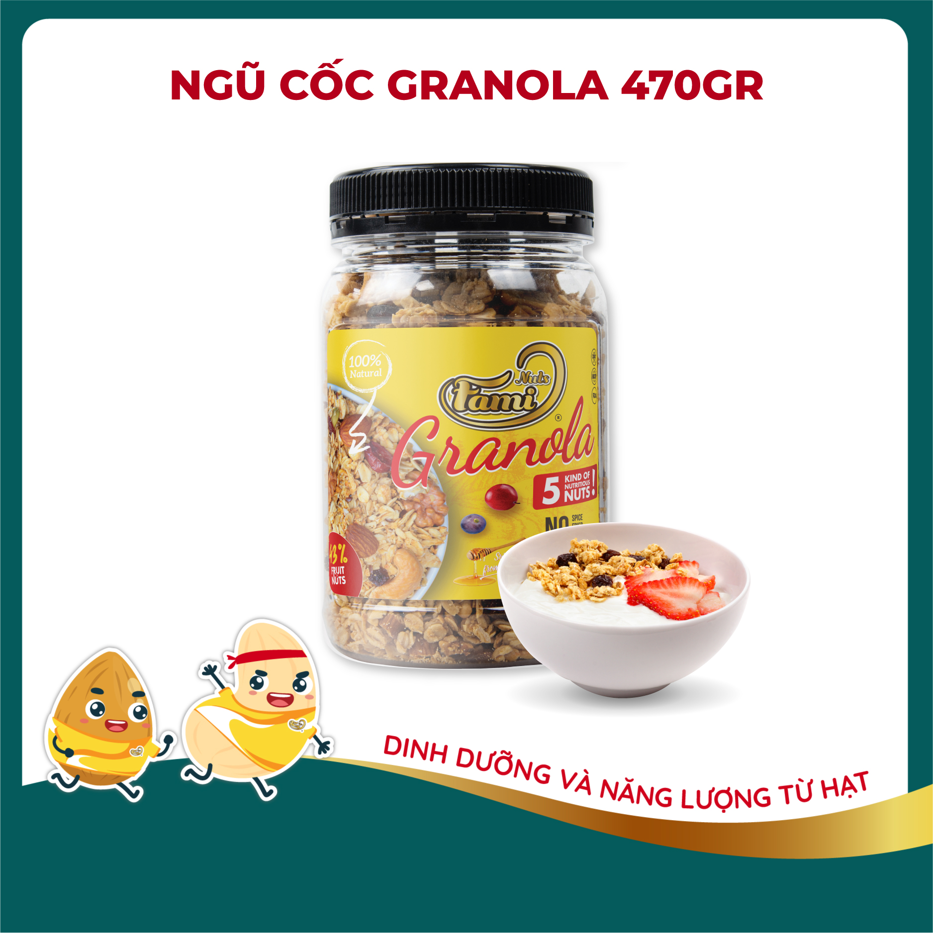 HẠT DINH DƯỠNG NGŨ CỐC GRANOLA FAMINUTS - Hũ Nhựa 470g - Ngũ Cốc Giảm Cân