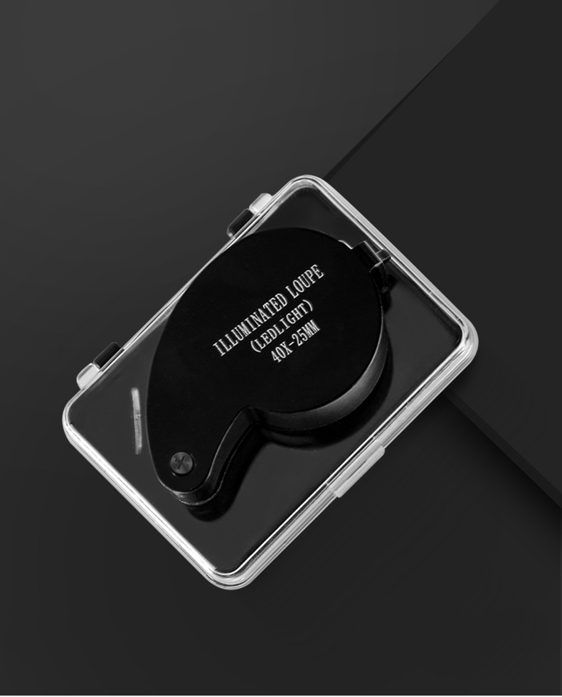 Kính lúp mini cầm tay 40x-25mm có đèn led trợ sáng sang trọng cao cấp K21011