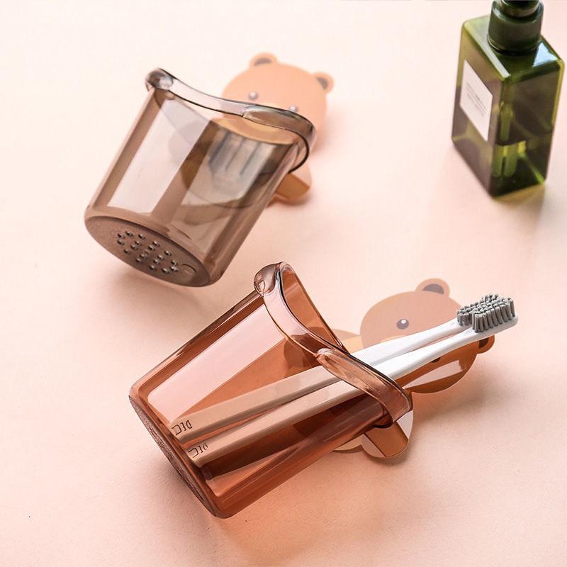 Cốc Gấu Dán Tường Đựng Bàn Chải Đánh Răng, Cốc Đựng Kem Đánh Răng Hình Gấu Cute
