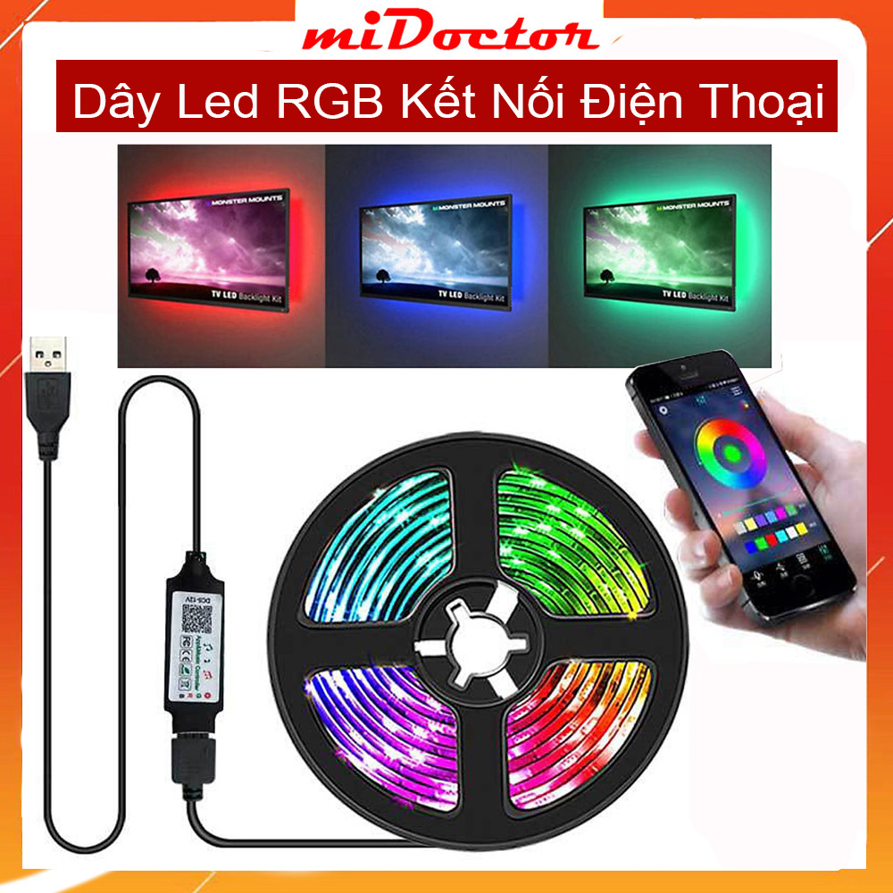 Cuộn Dây 5m Đèn LED Tiktok Trang Trí RGB 5050 Strip Light miDoctor CK2, Quấn Cây Chống Nước, Trang Trí Phòng, Dán Tường, Bàn Máy Tính, Tạo Không Gian Quay Video, Chụp Ảnh