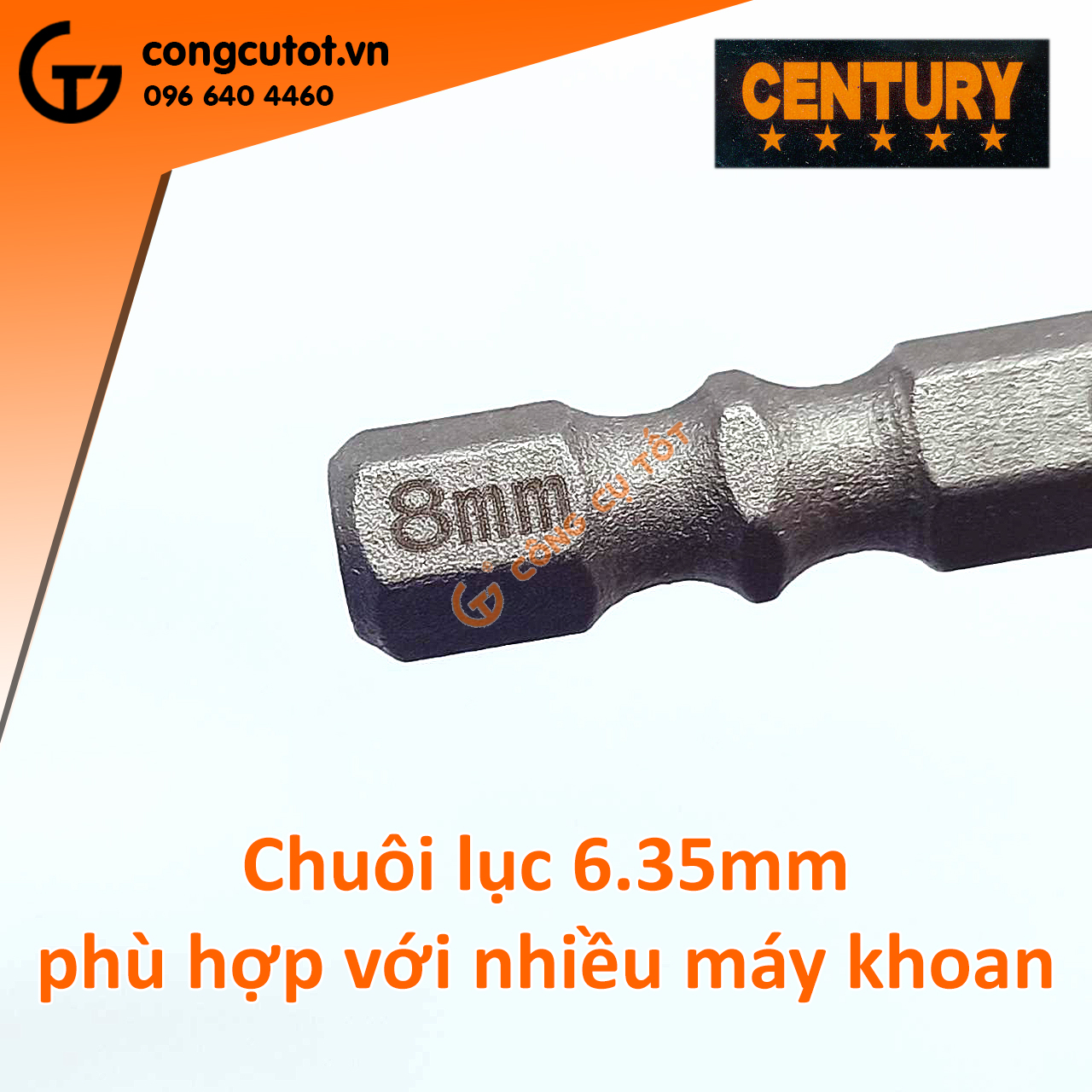 Mũi khoan đa năng chuôi lục Century thép YG6 chống hao mòn 8mm
