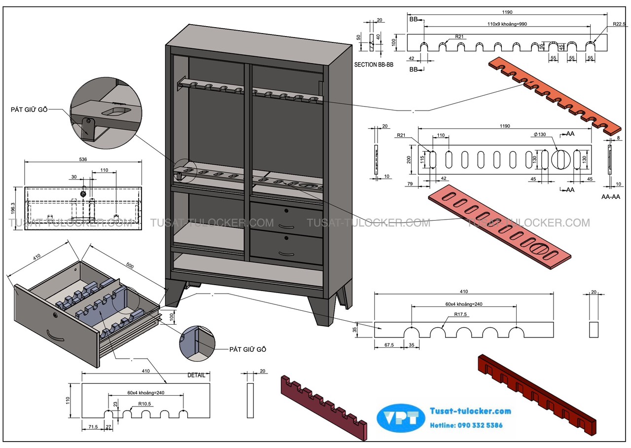 Tủ Để Súng VPT-01, Tủ Để Súng Chuyên Dụng, Tủ Để Súng AK