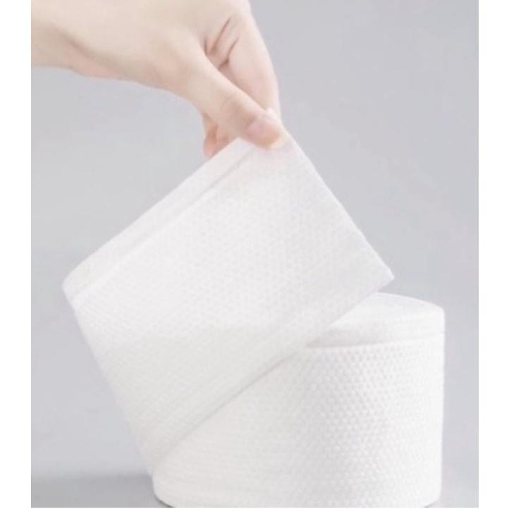 Giấy lau mặt khô cuộn túi rút màu hồng chất cotton dùng 1 Lần, khăn khô cuộn giấy tẩy trang siêu dai