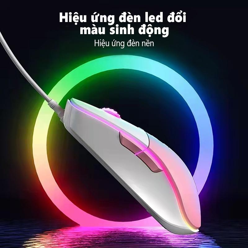 Chuột chơi game có dây ONIKUMA CW916 màu hồng trắng với đèn RGB [Hàng chính hãng