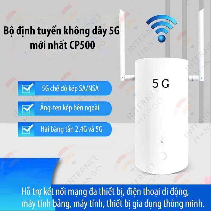 Bộ phát wifi 5G CP500 Lte Cat12 Tốc Độ 1200Mbps Hỗ Trợ 128 User Sử Dụng Đa Nhà Mạng, Cắm Điện 24/24 Kiểu Dáng Đẹp Mắt Trang Trí Căn Phòng GiaO Hàng Nhanh