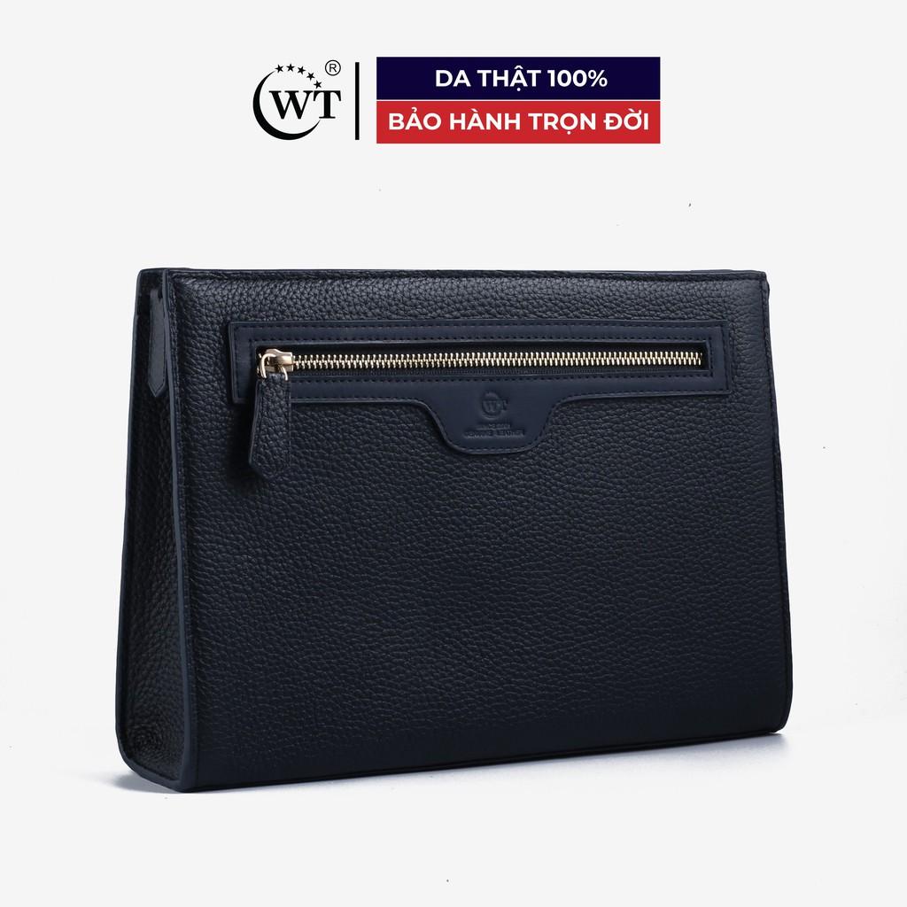 Ví Cầm Tay Nam Clutch Có Quai Cầm Da Bò Cao Cấp Màu Nâu, Màu Xanh Navy WT Leather 070081101, 070081107