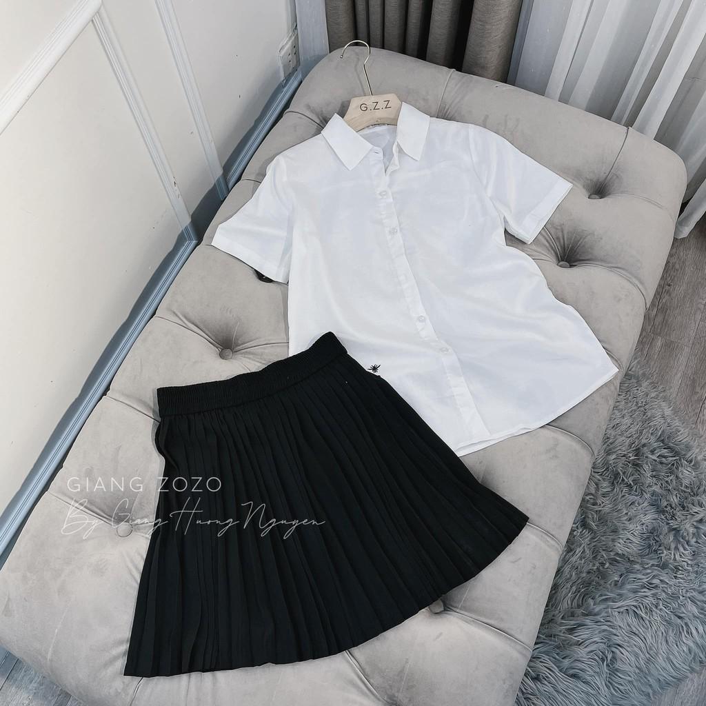 Áo sơ mi cộc tay thêu hình ONG ĐEN