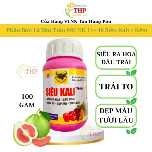 Phân Bón Lá Cao Cấp Đầu Trâu MK NK 11- 46 Siêu Kali + Kẽm | Phân Bón | Hũ 100gam