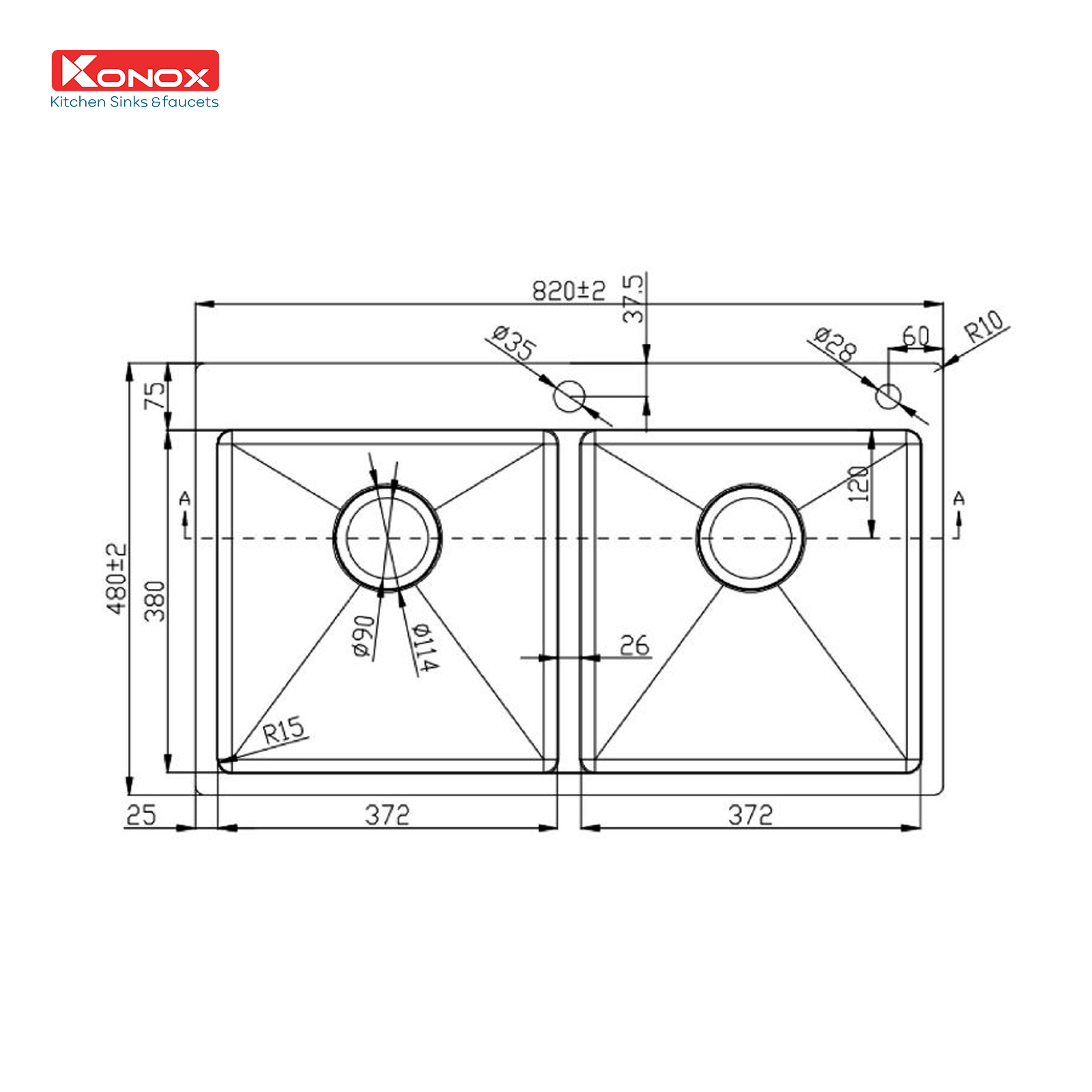 [Combo Siêu ưu đãi] Mua chậu rửa bát Overmount KN8248DOB TẶNG vòi rửa bát nóng lạnh RIO