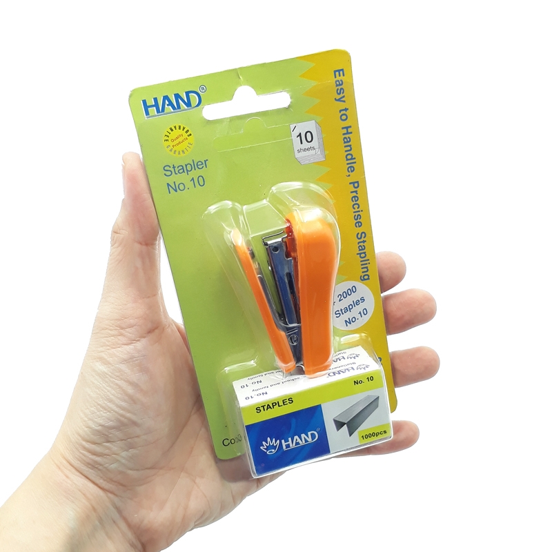 Bấm Kim Số 10 Hand S923-A + Kim Bấm - Màu Cam