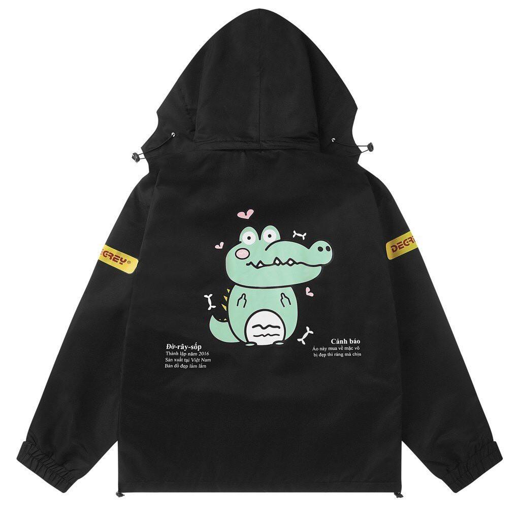 Áo Khoác Dù Unisex Form Rộng Nam Nữ Bé CÁ SẤU Degry MÀU Black, ÁO KHOÁC HÀN QUỐC FORM RỘNG RẺ ĐẸP THỜI TRANG
