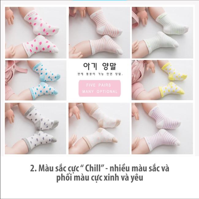 Vớ cho bé 1-3-5 tuổi hình sao xuất Hàn | Tất cho bé trai &amp; bé gái ngắn cổ cotton mềm mịn 1-3-5 tuổi